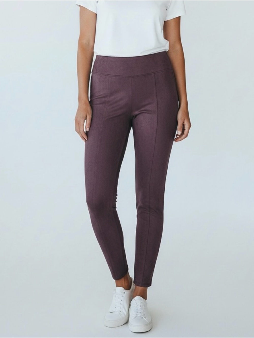 J. Jill Wearever Collection Faux Suede Purple Leggings Pants Size Large Stretch